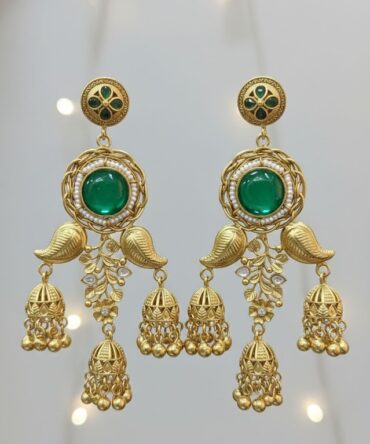 Emerald Vine Jhumkas