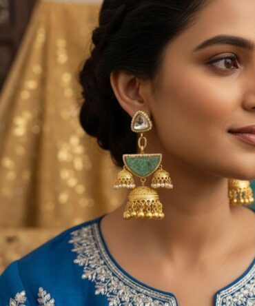 Teen-Gher Jhumka - Green