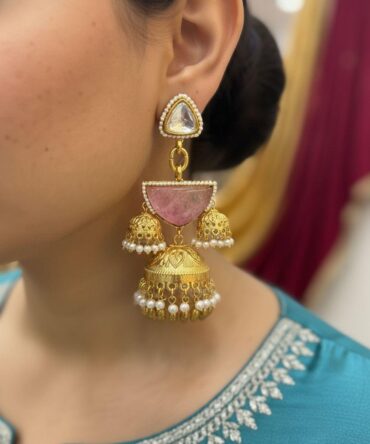 Teen-Gher Jhumka - Pink